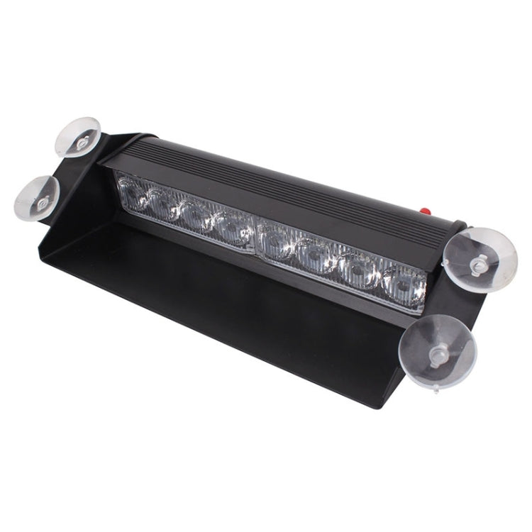 8W 800LM 8-LED 3-Modes Adjustable Angle Car Strobe Flash Dash Emergency Light Warning Lamp with Suckers, DC 12V, White + Yellow