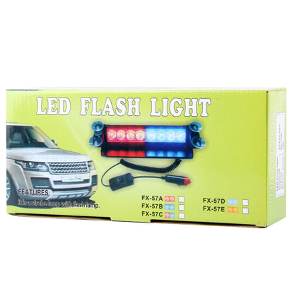 8W 800LM 8-LED 3-Modes Adjustable Angle Car Strobe Flash Dash Emergency Light Warning Lamp with Suckers, DC 12V, White + Yellow