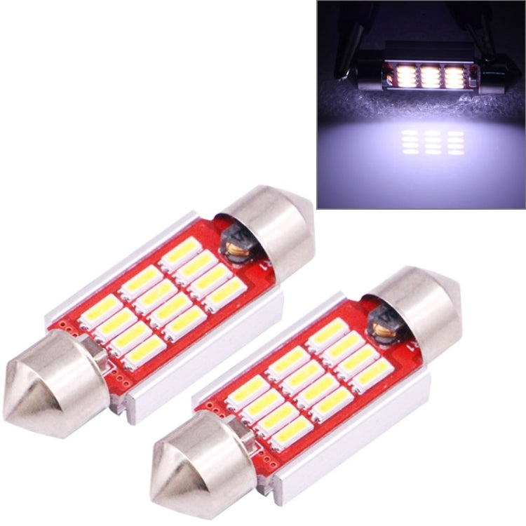 2 PCS 36mm 3.5W 180LM White Light 12 LED SMD 4014 CANBUS License Plate Reading Lights Car Light Bulb, 3.5W  36mm