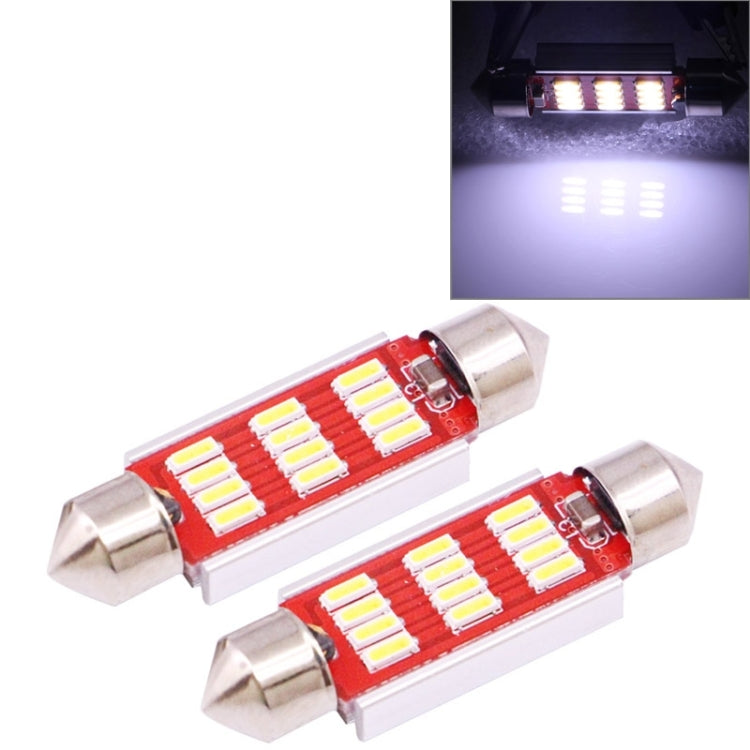2 PCS 41mm 3.5W 180LM White Light 12 LED SMD 4014 CANBUS License Plate Reading Lights Car Light Bulb, 3.5W 41mm