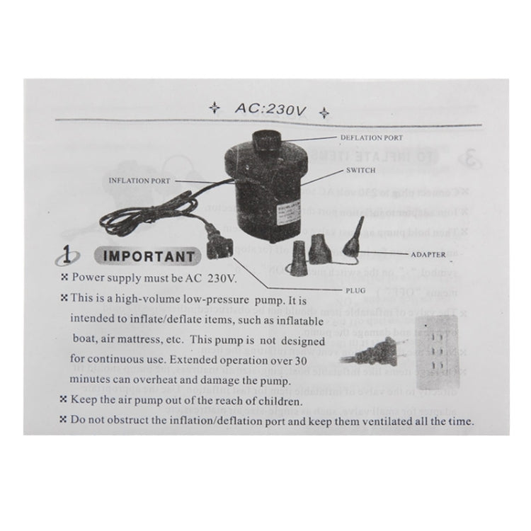 JY-019 50Hz 150W AC Electric Air Pump with 3 x Nozzles, AC 220V, (EU Plug), JY-019 EU Plug
