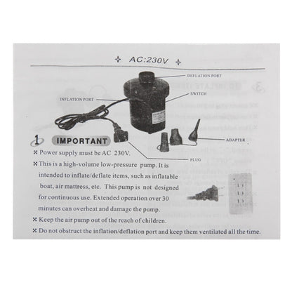 JY-019 50Hz 150W AC Electric Air Pump with 3 x Nozzles, AC 220V, (EU Plug), JY-019 EU Plug