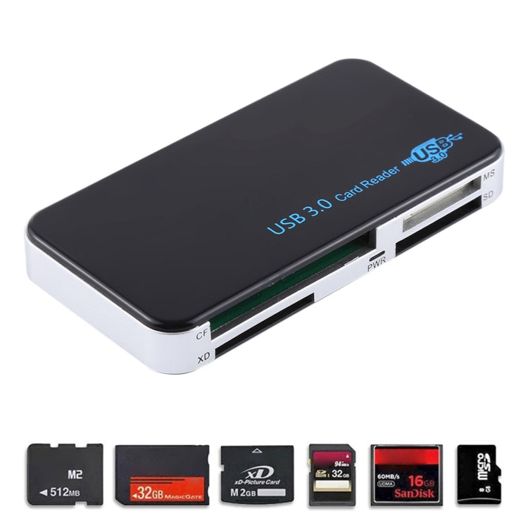 Lecteur de carte USB 3.0, Super Vitesse 5 Gbit/s, Compatible cartes CF / SD / TF / M2 / XD / MS, Boîtier en plastique