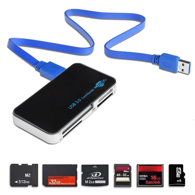 Lecteur de carte USB 3.0, Super Vitesse 5 Gbit/s, Compatible cartes CF / SD / TF / M2 / XD / MS, Boîtier en plastique