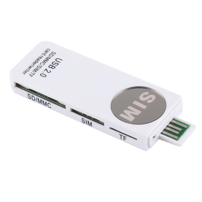 Lecteur de carte universel USB, compatible SD / MMC / SIM / TF, blanc