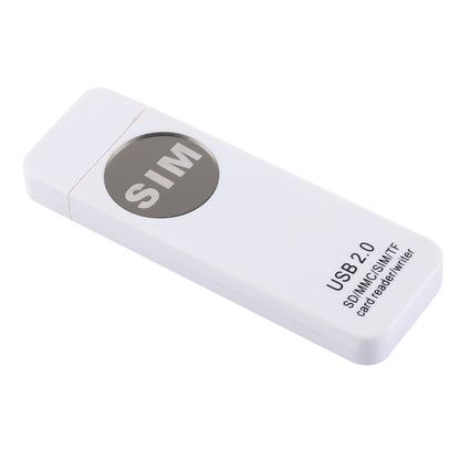 Lecteur de carte universel USB, compatible SD / MMC / SIM / TF, blanc