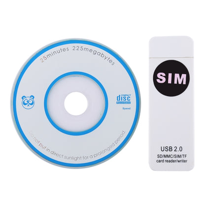 Lecteur de carte universel USB, compatible SD / MMC / SIM / TF, blanc