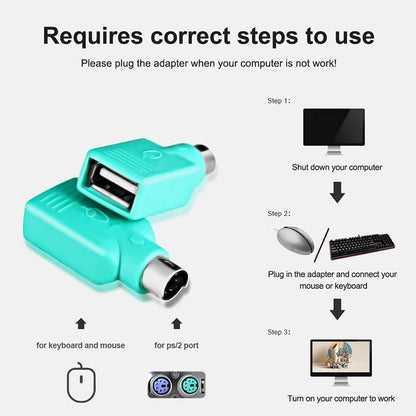 10 pcs USB Female to PS Male Convertor Plug