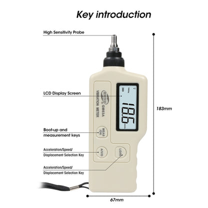 BENETECH GM63A Vibration Meter Digital Tester Vibrometer Analyzer Acceleration Velocity
