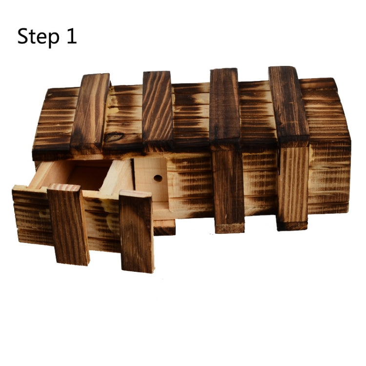Magic Compartment Wooden Puzzle Box with Secret Drawer, Size: L, Size : L