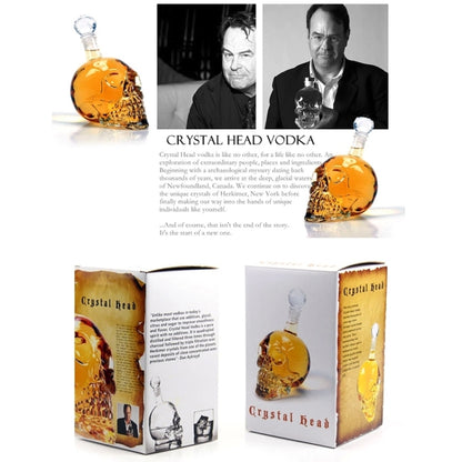 Crystal Glass Skull Bottle for Vodka & Whiskey & Beer Liqueur & Red Wine & Other Beverage, 350ML