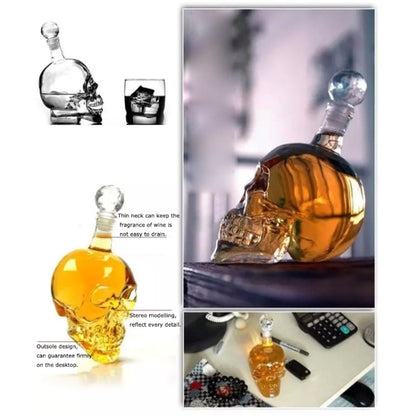 Crystal Glass Skull Bottle for Vodka & Whiskey & Beer Liqueur & Red Wine & Other Beverage, 550ML