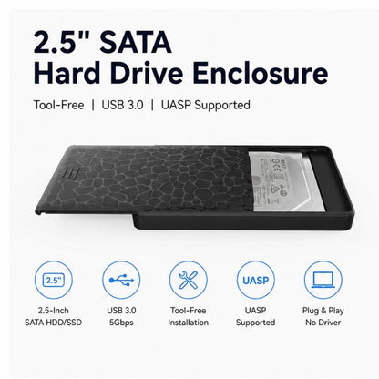 2.5 inch SATA HDD / SSD External Enclosure, Tool Free, USB 3.0 Interface