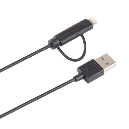 Câble de synchronisation et de charge USB 2-en-1 1 m MFI 8 broches + micro USB 2.0 mâle vers USB