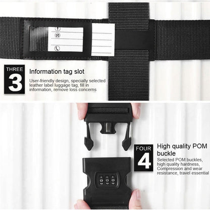 Luggage Strap Cross Belt Adjustable Packing Band Belt Strap with Password Lock for Luggage Travel Suitcase