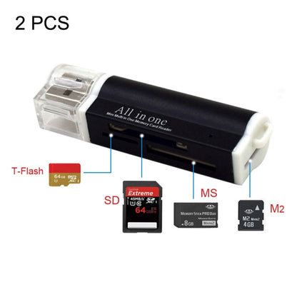 Lecteur de carte mémoire 2 pièces Multi tout-en-un USB 2.0 Micro SD SDHC TF M2 MMC MS PRO DUO