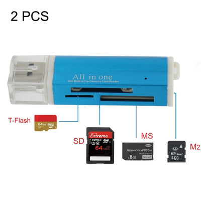 Lecteur de carte mémoire 2 pièces Multi tout-en-un USB 2.0 Micro SD SDHC TF M2 MMC MS PRO DUO