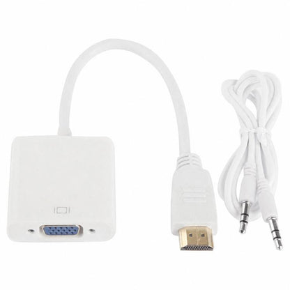 24cm Full HD 1080P HDMI to VGA + Audio Output Cable for Computer / DVD / Digital Set-top Box / Laptop / Mobile Phone / Media Player, Length: 24cm, Length: 24cm(White)