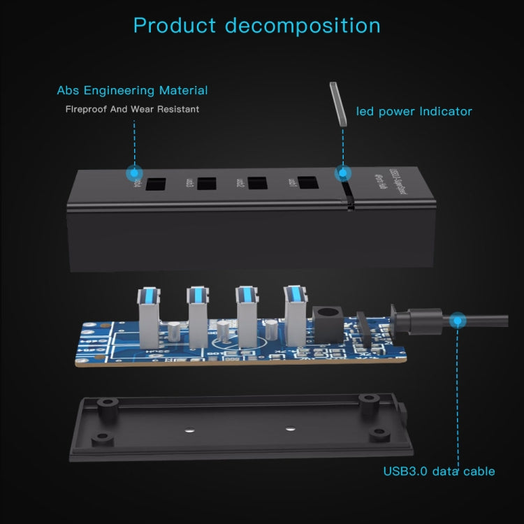 For Galaxy S8 & S8 + / LG G6 / Huawei P10 & P10 Plus / Xiaomi Mi 6 & Max 2 and other Smartphones, 4 Ports USB (Black)