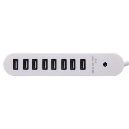 8 Ports USB 2.0 Portable Oval Hub, Length: 50cm, 8 Ports (White)