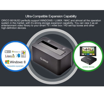 ORICO 6619US3 5Gbps Super Speed USB 3.0 to SATA Hard Drive Docking Station for 2.5 inch / 3.5 inch Hard Drive, 6619US3
