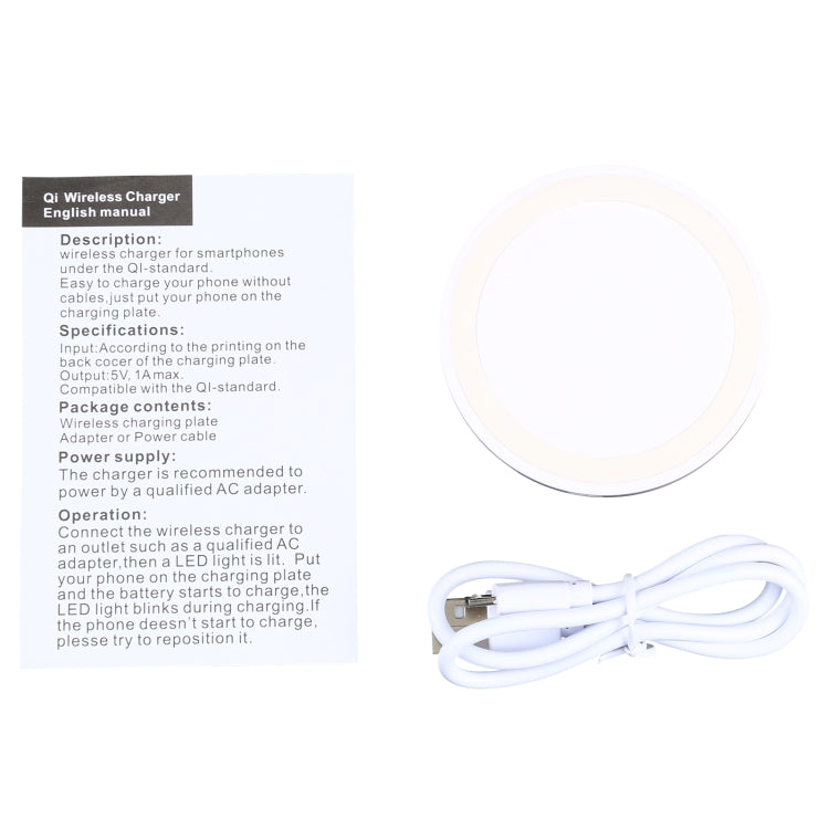 Universal QI Standard Round Wireless Charging Pad (White + Red), White, Black + White, White + Black, Grey+Black, White + Red