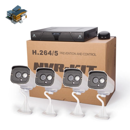 N4B7M 4Ch 960P P2P ONVIF 1.3 Megapixel IP-Kamera NVR Kit, Unterstützt Nachtsicht / Bewegungserkennung, IR-Distanz: 20m, N4B7M/Kit