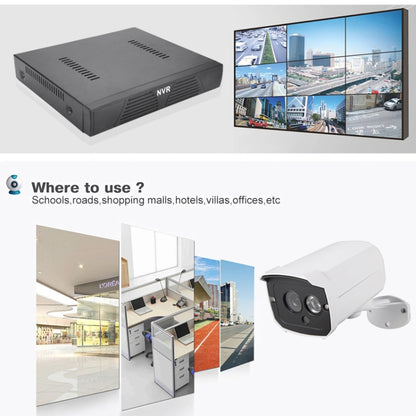 N4B7M 4Ch 960P P2P ONVIF 1.3 Megapixel IP-Kamera NVR Kit, Unterstützt Nachtsicht / Bewegungserkennung, IR-Distanz: 20m, N4B7M/Kit