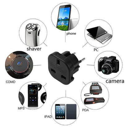 High Quality UK Plug to EU Plug AC Wall Universal Travel Power Socket Plug Adaptor
