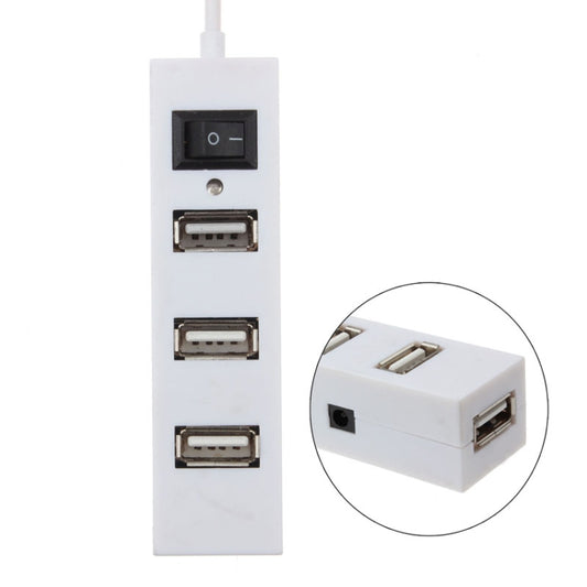 4 Ports USB HUB 2.0 USB Splitter Adapter with Switch, 4 Ports with Switch (White), 4 Ports with Switch (Black)