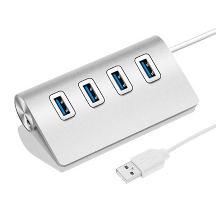 High Speed 5Gbps 4 Ports USB 3.0 HUB Portable Aluminum USB Splitter, Support 2TB, 4 Ports (Silver)