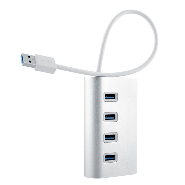 High Speed 5Gbps 4 Ports USB 3.0 HUB Portable Aluminum USB Splitter, Support 2TB, 4 Ports (Silver)
