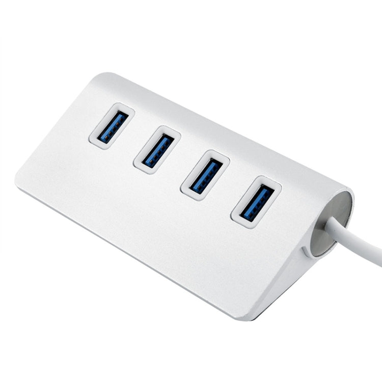High Speed 5Gbps 4 Ports USB 3.0 HUB Portable Aluminum USB Splitter, Support 2TB, 4 Ports (Silver)
