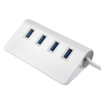 High Speed 5Gbps 4 Ports USB 3.0 HUB Portable Aluminum USB Splitter, Support 2TB, 4 Ports (Silver)