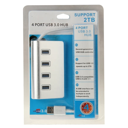 High Speed 5Gbps 4 Ports USB 3.0 HUB Portable Aluminum USB Splitter, Support 2TB, 4 Ports (Silver)