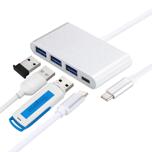 4 in 1 3 x USB 3.0 Ports & USB-C / Type-C Female to USB-C / Type-C Male Hub Splitter Adapter, 3xUSB 3.0+Type-c