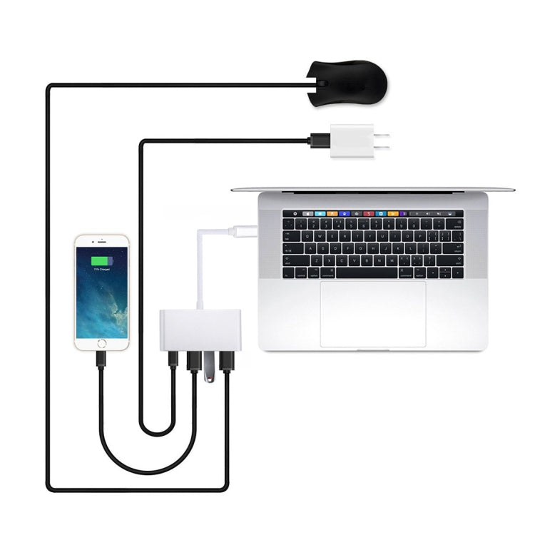4 in 1 3 x USB 3.0 Ports & USB-C / Type-C Female to USB-C / Type-C Male Hub Splitter Adapter, 3xUSB 3.0+Type-c