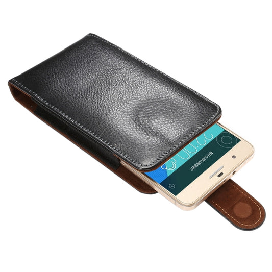 Étui en cuir véritable texturé Litchi de 5,5 pouces avec rabat vertical et pince arrière rotative pour Huawei P9 Plus & Honor 7i & Honor 6 Plus, Galaxy Note 3 & Note 2, etc.