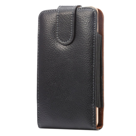 Étui en cuir véritable texturé Litchi de 5,5 pouces avec rabat vertical et pince arrière rotative pour Huawei P9 Plus & Honor 7i & Honor 6 Plus, Galaxy Note 3 & Note 2, etc.
