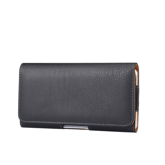 Hommes Litchi Texture Portable Téléphone Portable Boucle Arrière Manchon Transversal Sac Banane en Cuir pour Smartphones de 6,3 Pouces ou Moins