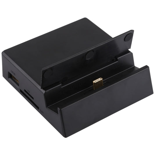 V105 USB-C / Type-C vers USB 2.0 x 3 + USB-C / Type-C + HDMI + Port Audio + Lecteur de Carte SD / TF Station d'Accueil HUB Multi-fonctions avec Support Téléphone
