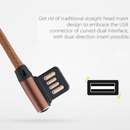 1m 2.4A Output USB to USB-C / Type-C Double Elbow Design Nylon Weave Style Data Sync Charging Cable, Type-C Coffee, Type-C Blue, Type-C Dark Blue, Type-C Red, Type-C Black