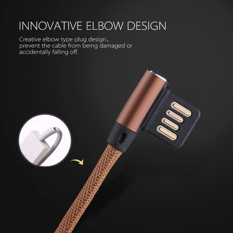 1m 2.4A Output USB to USB-C / Type-C Double Elbow Design Nylon Weave Style Data Sync Charging Cable, Type-C Coffee, Type-C Blue, Type-C Dark Blue, Type-C Red, Type-C Black