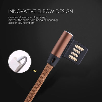 1m 2.4A Output USB to USB-C / Type-C Double Elbow Design Nylon Weave Style Data Sync Charging Cable, Type-C Coffee, Type-C Blue, Type-C Dark Blue, Type-C Red, Type-C Black