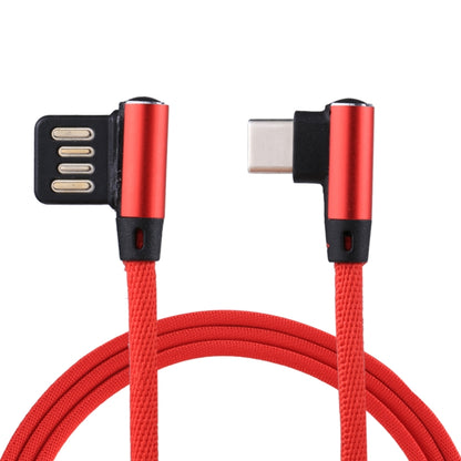 1m 2.4A Output USB to USB-C / Type-C Double Elbow Design Nylon Weave Style Data Sync Charging Cable, Type-C Coffee, Type-C Blue, Type-C Dark Blue, Type-C Red, Type-C Black