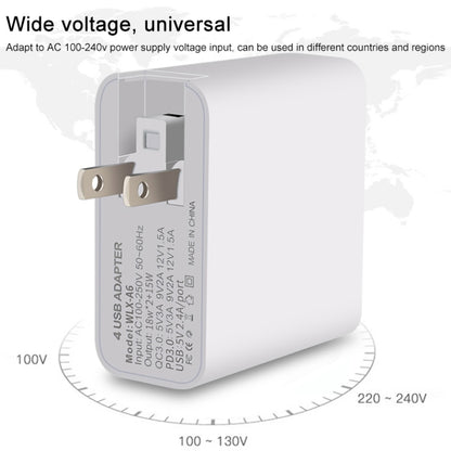 WLX-A6 4 Ports Quick Charging USB Travel Charger Power Adapter, US Plug, US Plug