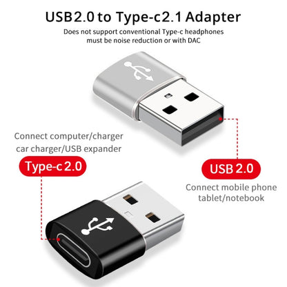 USB-C / Type-C Female to USB 2.0 Male Aluminum Alloy Adapter, Support Charging & Transmission, USB 2.0