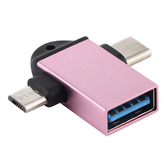 Adaptateur OTG multifonction USB 3.0 femelle vers USB-C/Type-C mâle + Micro USB mâle avec trou pour sangle