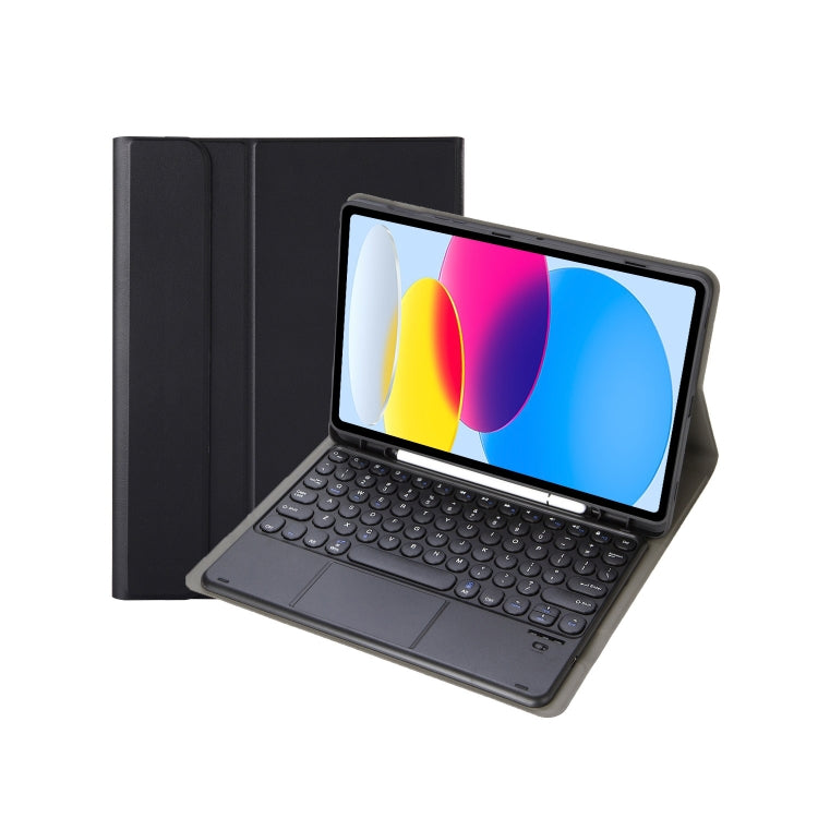 For iPad 11 2025 / 10th Gen 10.9 2022 YA10B-A Lambskin Texture Bluetooth Touch Keyboard Leather Tablet Case with Pen Slot, YA10B-A