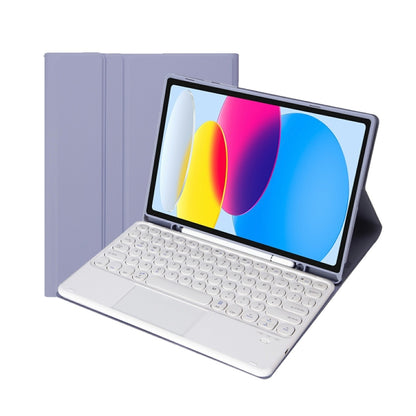 For iPad 11 2025 / 10th Gen 10.9 2022 YA10B-A Lambskin Texture Bluetooth Touch Keyboard Leather Tablet Case with Pen Slot, YA10B-A